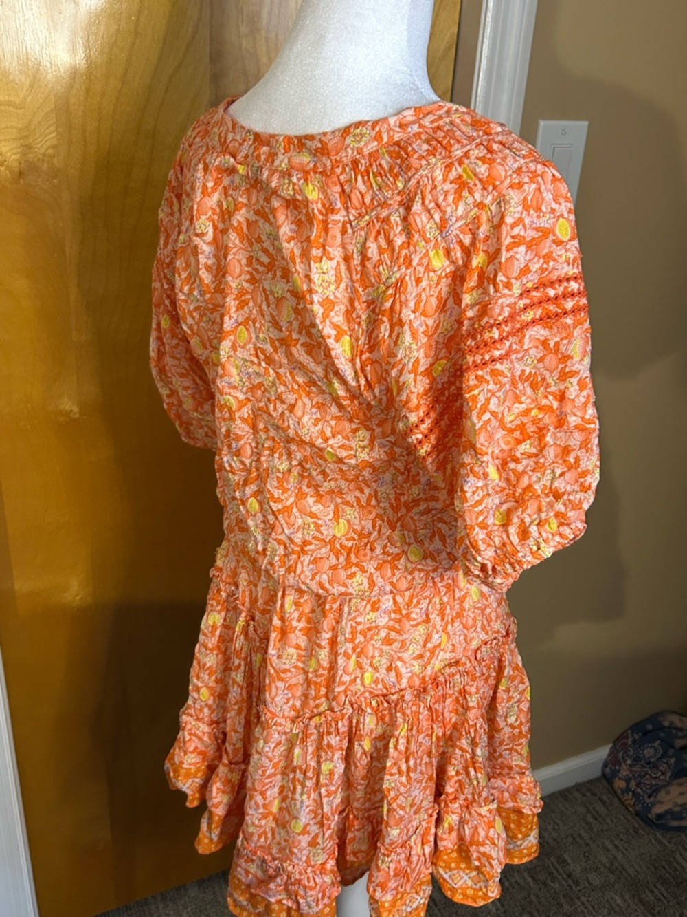 Poupette St. Barth Orange Floral V-Neck Mini Dress - Picture 2 of 7